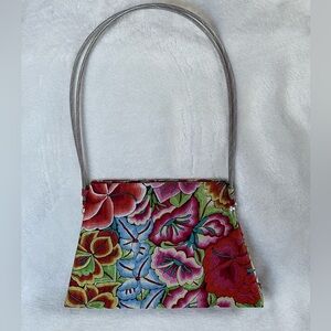 Pineda Covalin Purse Handbag Beautiful Soft Silk Colorful Floral Wire Straps